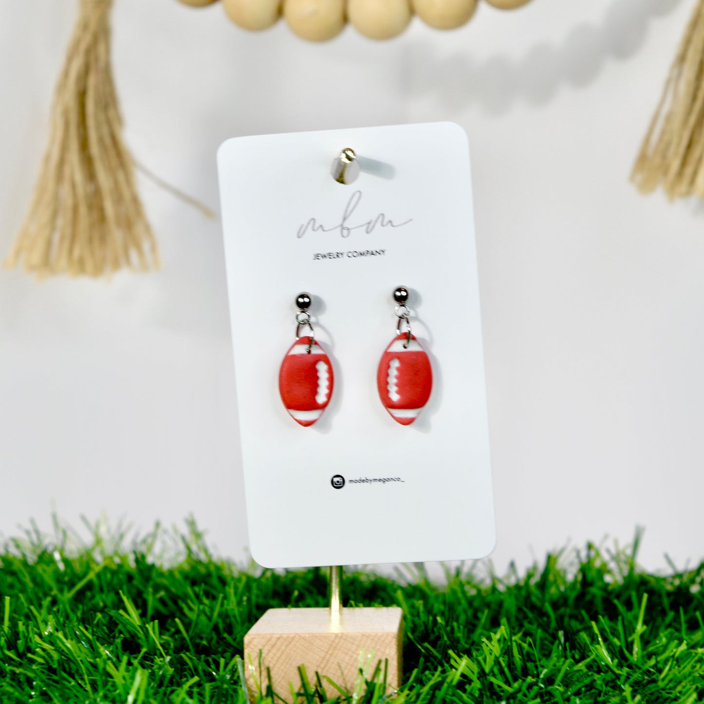 Red/White Football Dangles