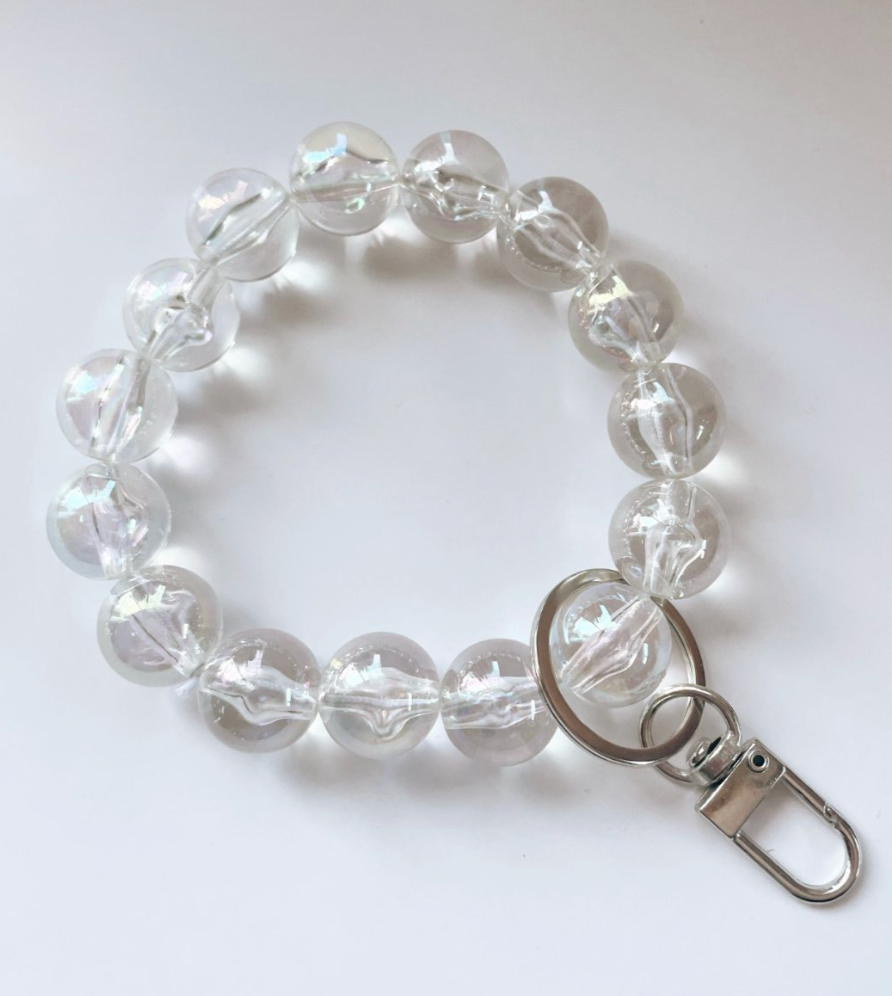 Clear Beaded Keychain
