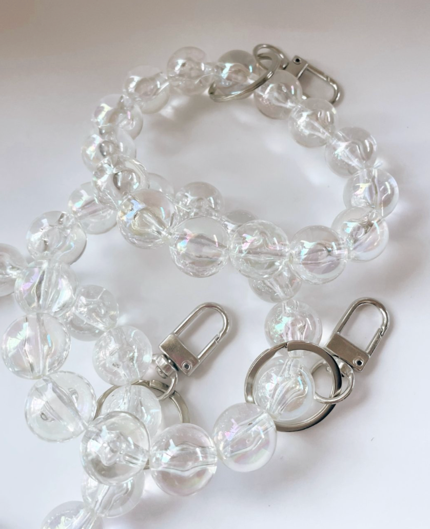 Clear Beaded Keychain