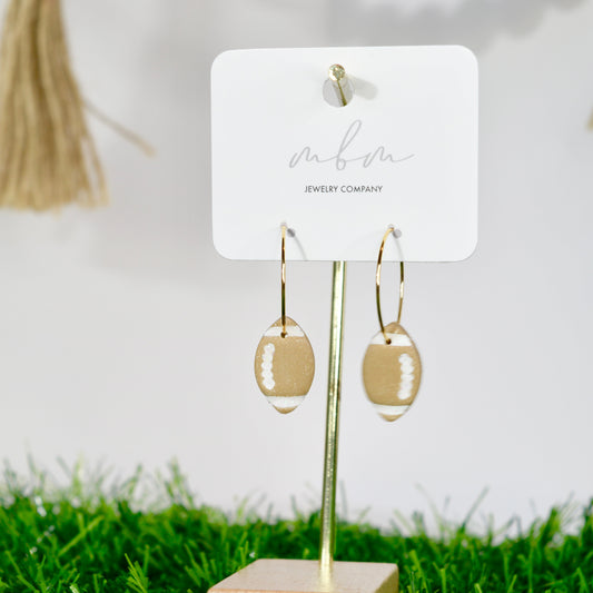 Tan/White Glitter Football Hoops