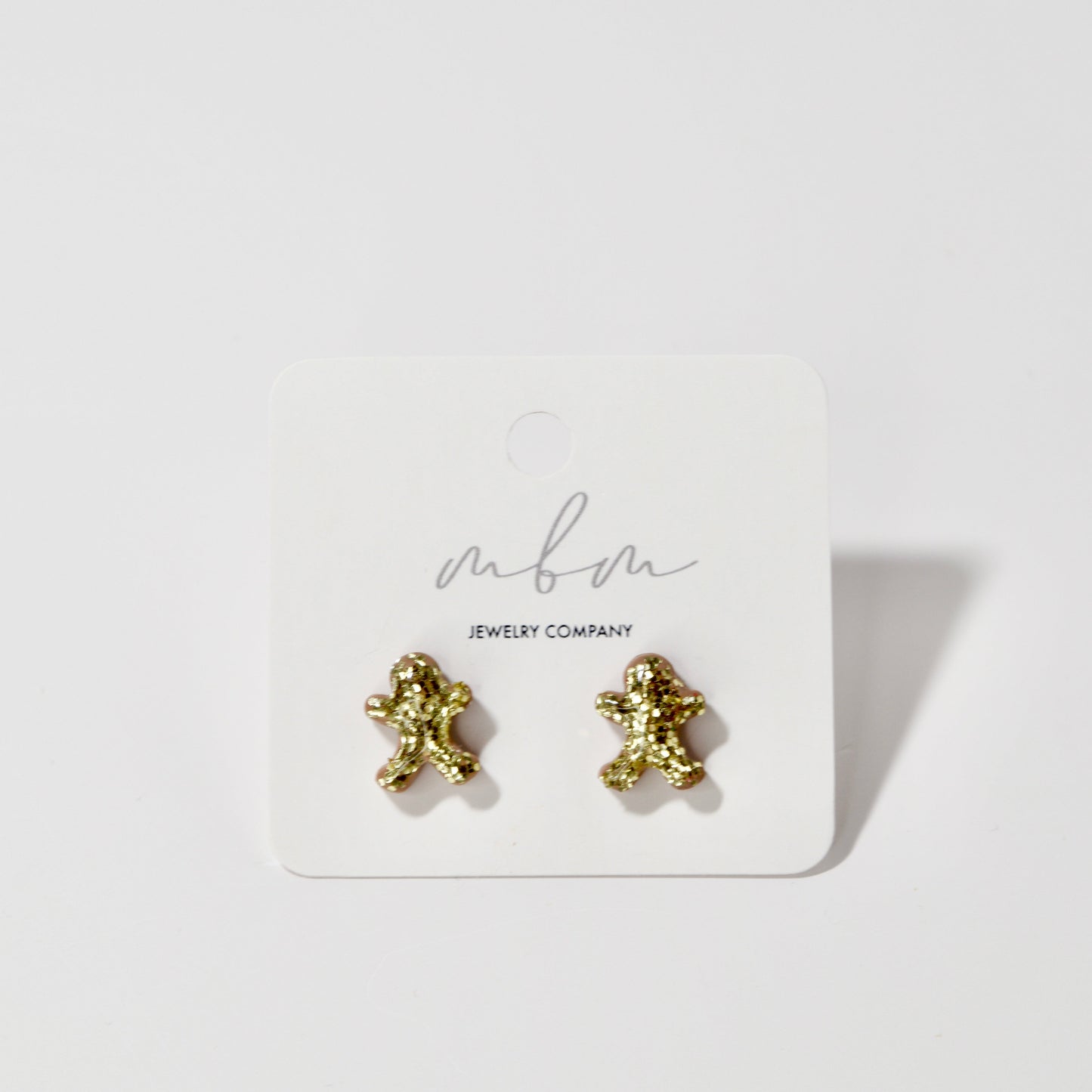 Glitter Gingerbread Man Studs