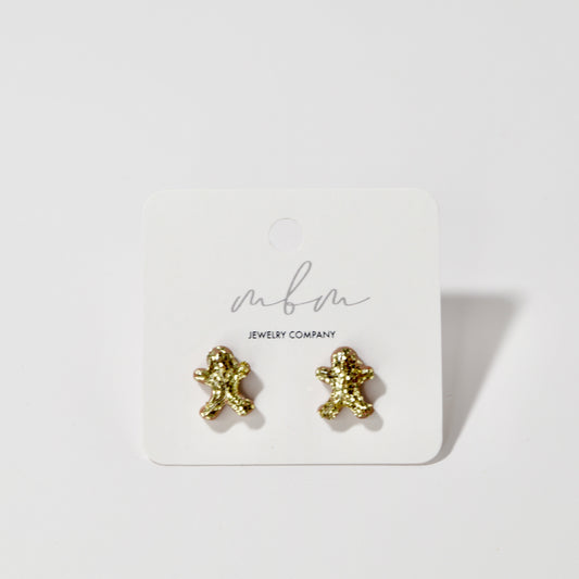 Glitter Gingerbread Man Studs